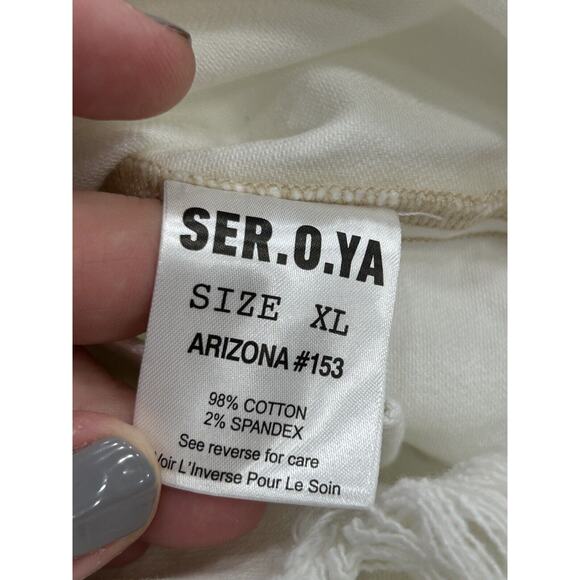 SER.O.YA Womens XL Arizona White Marcus Button Front Denim Shirt Shacket NWT - Picture 6 of 10